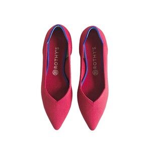 ROTHY'S The Point Red Knit Flats 10.5 41.5 Pointed Toe Comfort Designer Vegan